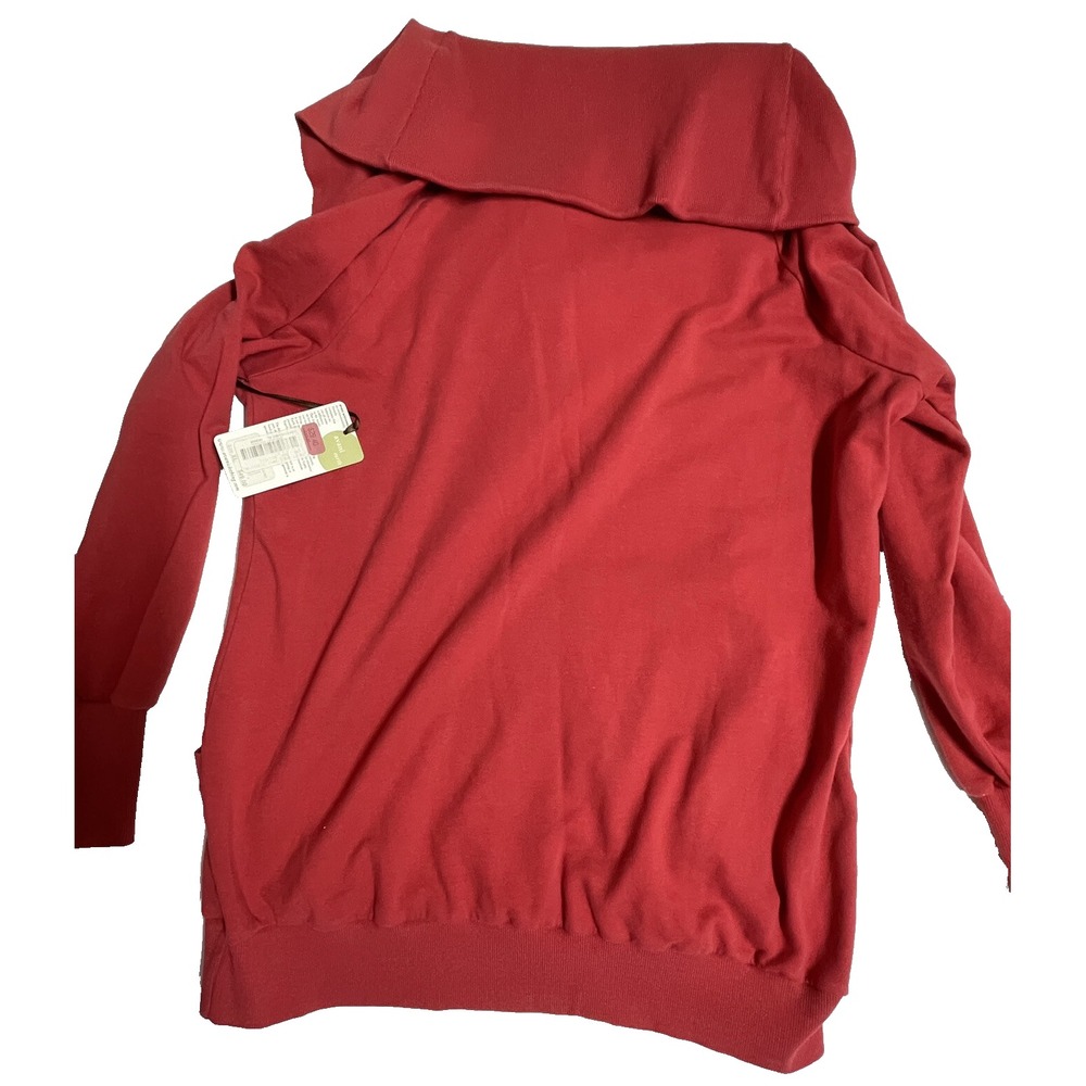 Avani Womens XL Top Bamboo-Cotton-Spandex Stretch Red USA-Made Tunic‎